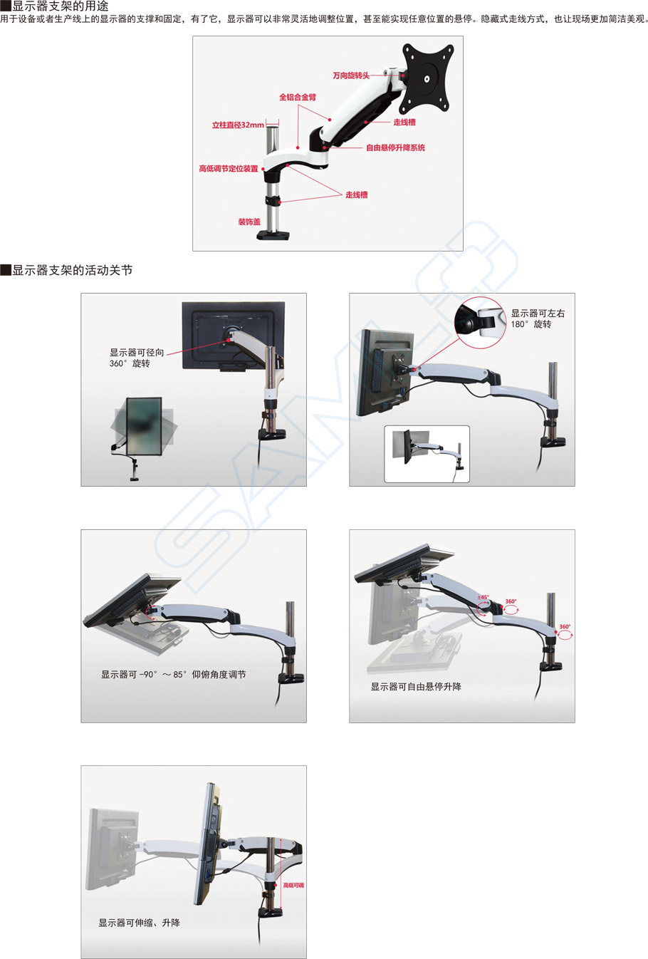 顯示器支架-水平多關節型作用與用途