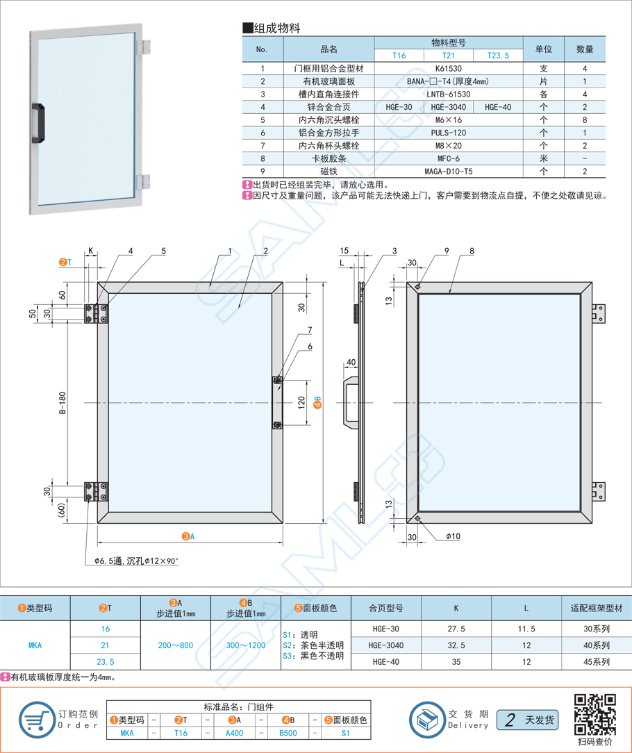 門組件-鋁合金門規格參數尺寸材質