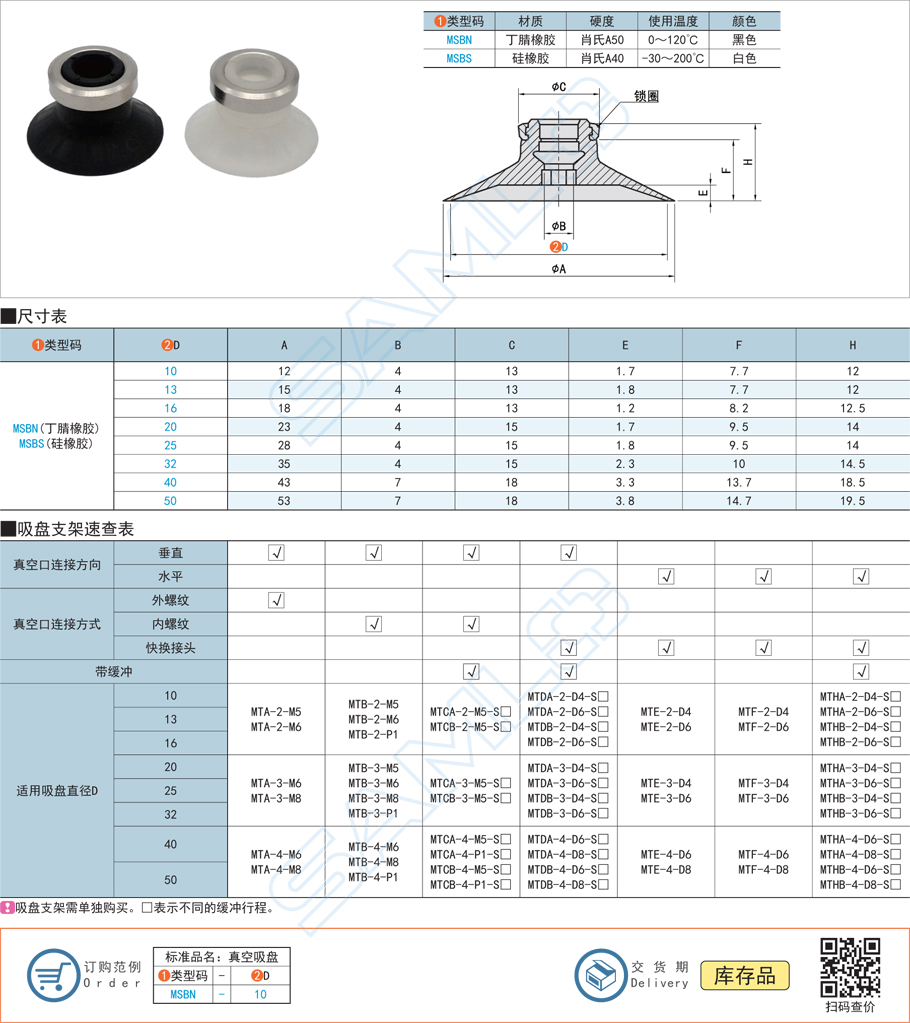 平型帶肋真空吸盤規格參數尺寸
